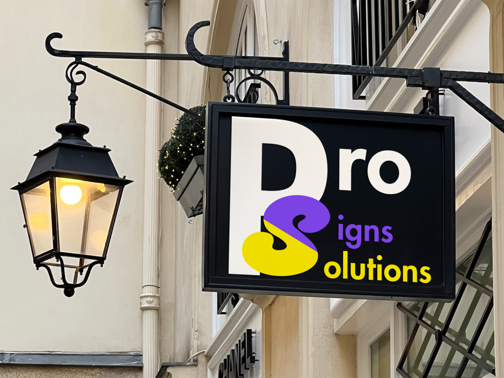frame suspended logo signage